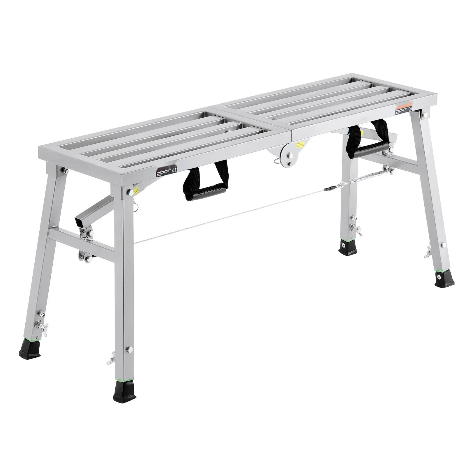 Sturdy Work Platform With Adjustable Height, Portable Scaffolding Platform For Construction And Maintenance, Supports Up To 400 Lb Load Capacity, Easy Assembly, Non Slip Surface, Compact Foldable Design, Industrial Grade