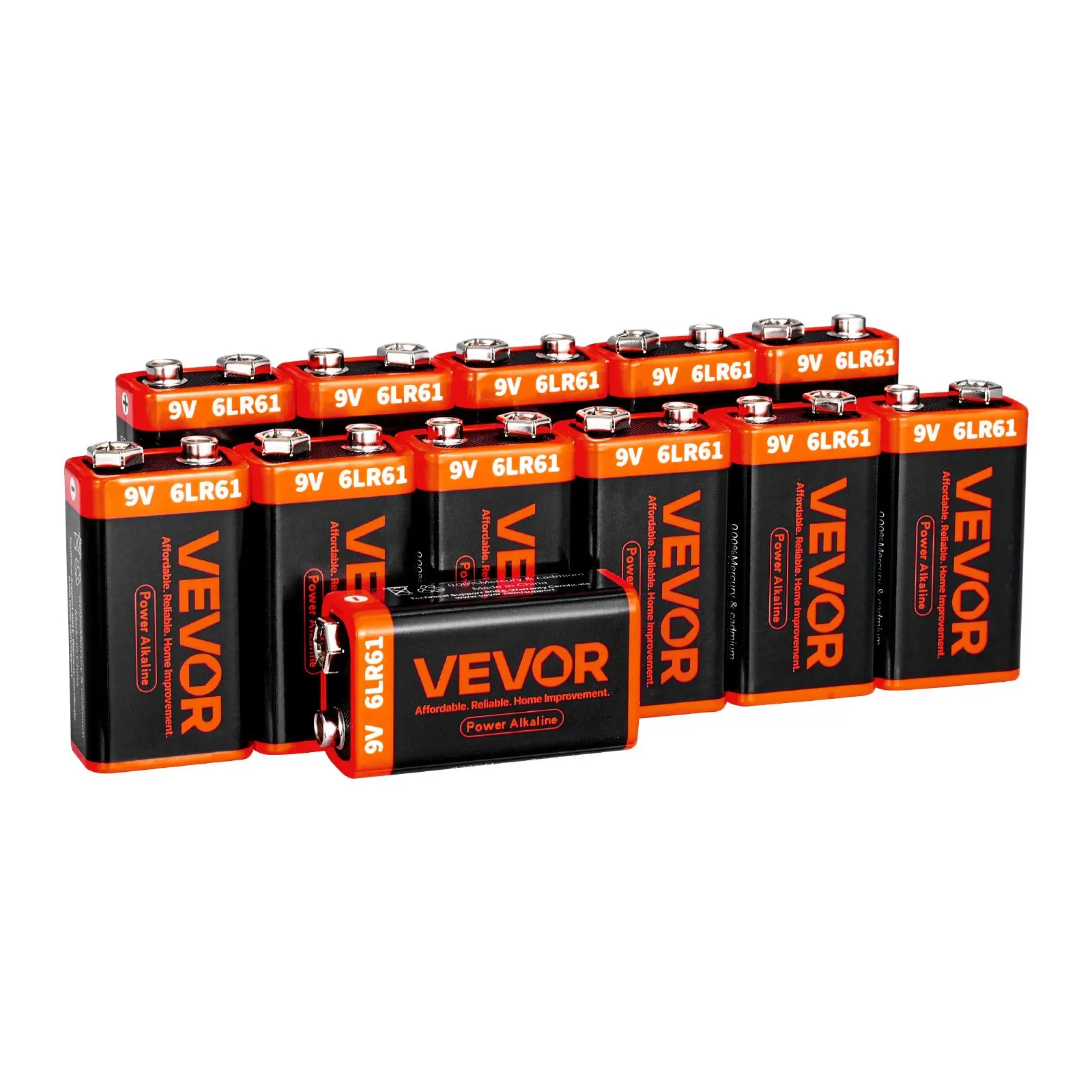【DealsForYouDays】VEVOR 9V Alkaline Batteries, 12-Pack, 9 Volt Square Battery for Smoke Detector, 10-Year Shelf Life, Long Lasting, All-Purpose, for Fire Alarm, Household Office Business Devices, Electronics Audio