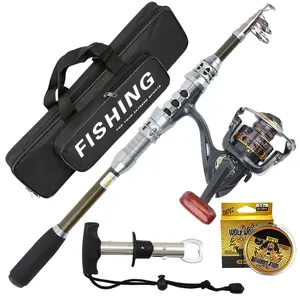 Carbon Fiber Telescopic Fishing Rod Combo – Extendable Handle, Metal Spool Reel, Fish Gripper & Double-Layer Carry Bag, Portable Fishing Kit
