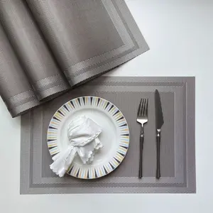 PVC Western Placemat, Terylene Jacquard Heat-Resistant Mat for Hotel & Home
