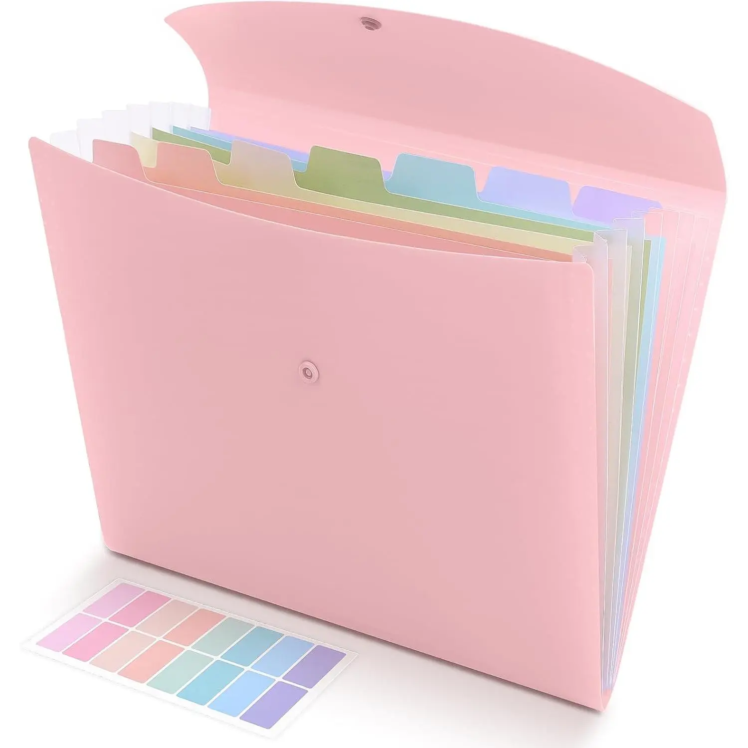 8-Pocket Modern Accordion-Type File Organizer, PP Plastic Expanding File Folder with Colorful Tabs, 13x10 in Document Storage for Office, School (Letter/A4 Size)