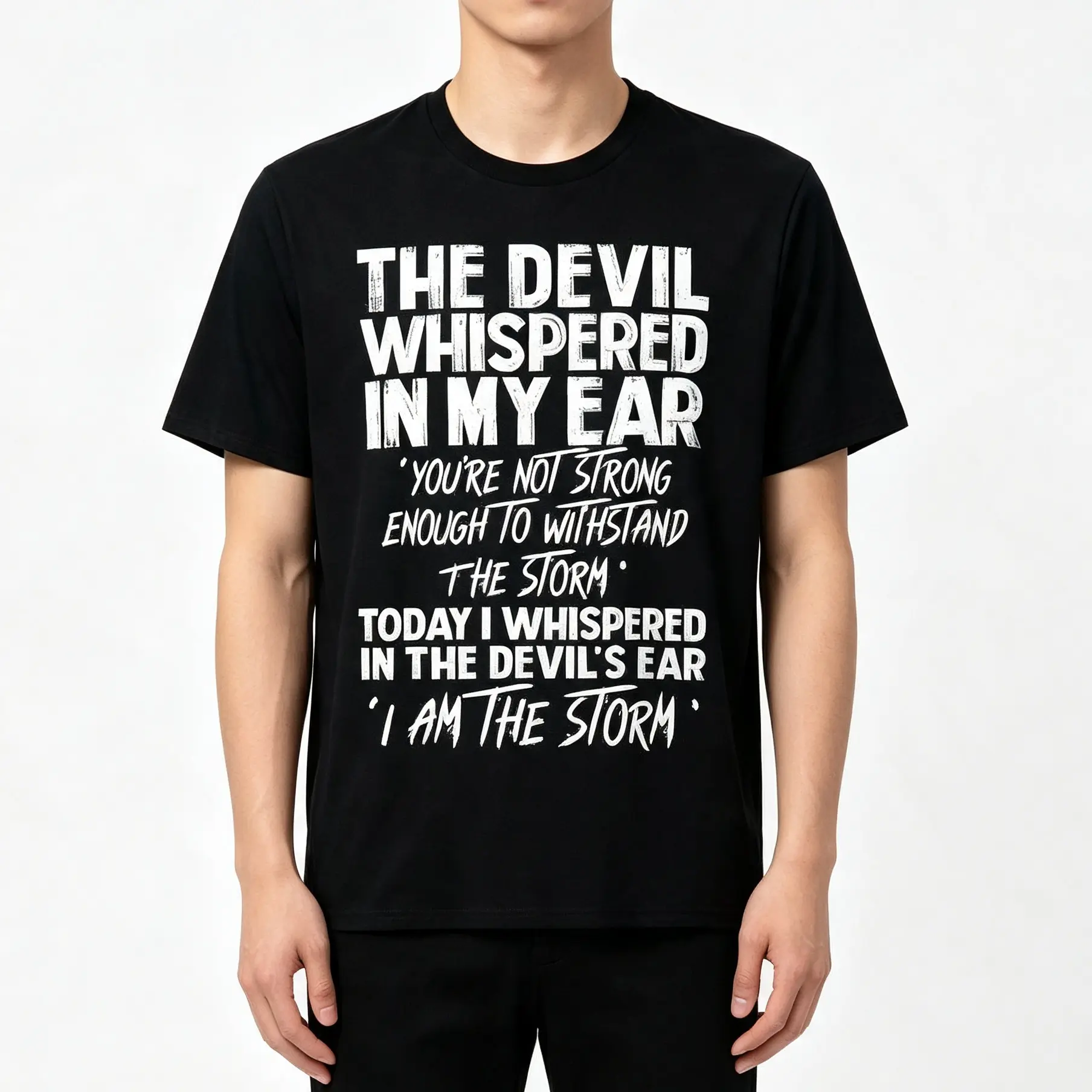 Men's Graphic T-Shirt, Korean Style Oversized Tee with Funny Cartoon Devil Print, Basic Shortsleeve Comfy Fabric Top