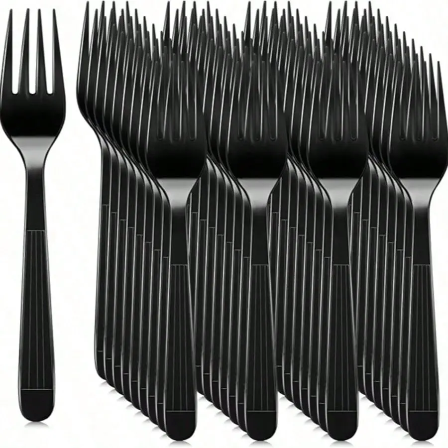 Black Disposable Plastic Forks 100 Count Extra Heavy Duty Heat Resistant Solid Durable For Party Supply Weddings Everyday Use Premium Bulk Heavy Duty Plastic Forks For All Events
