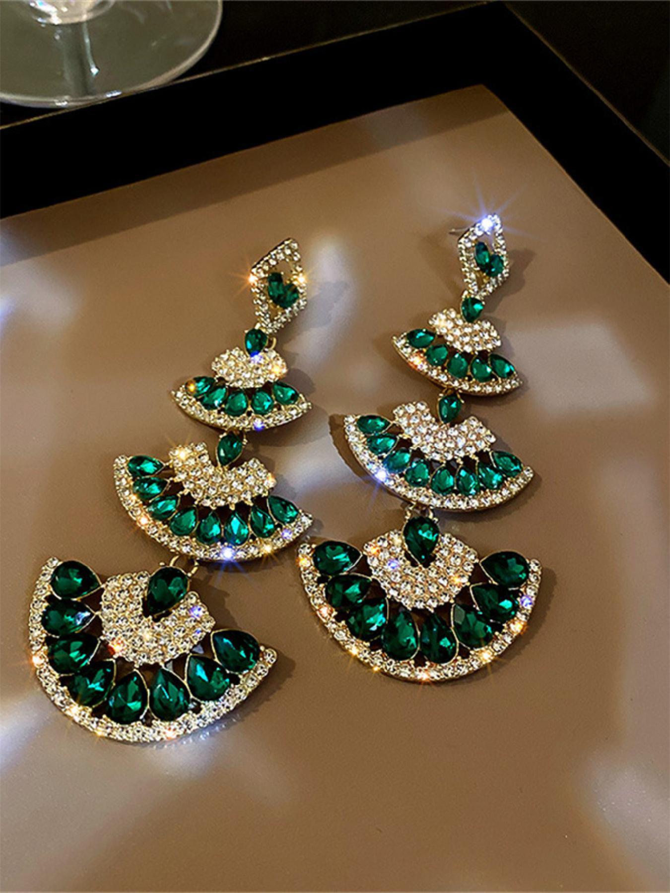 Vintage Teardrop Earrings, Elegant Artificial Crystal Decorated Dangle Earrings for Women, Fashion Jewelry for Party, Daily Decor, Trendy All-match & Exquisite Jewelry for Birthday Gift