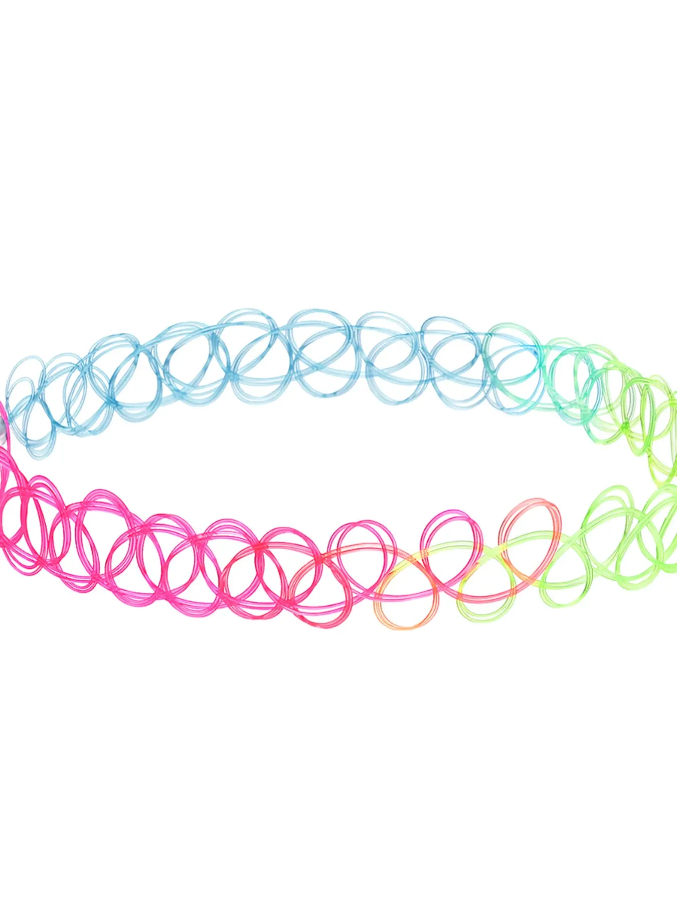 Rainbow Gradient Hollow Tattoo Choker Y2K Necklace