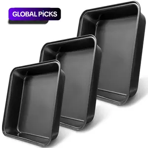 Non-stick Brownie Pan, 2/3 Counts Rectangular Carbon Steel Cake Baking Trays, Oven-Safe Non Toxic Bakeware Kitchen Bakeware Tray Set #GLOBAL PICKS