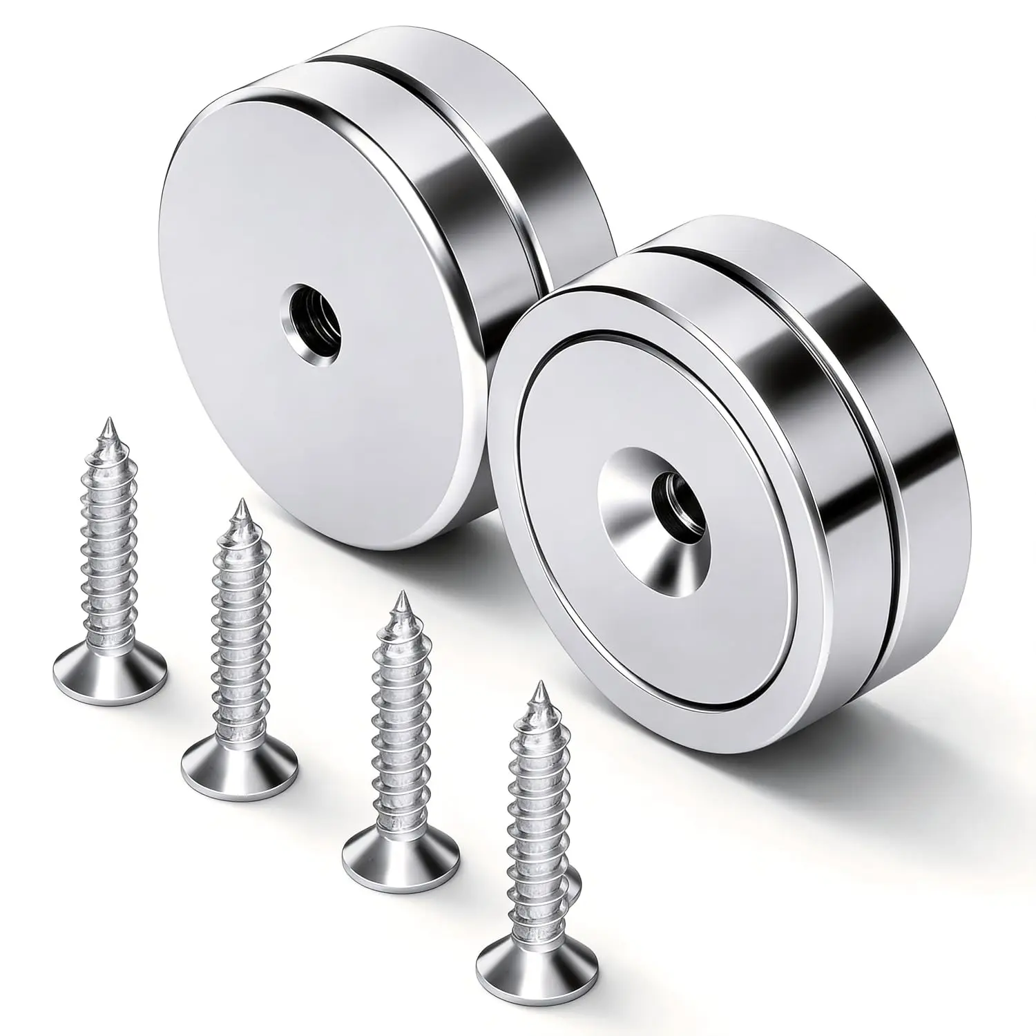 with Screws,100lbs+ Heavy Duty Rare Earth 4 Pack | Neodymium Mounting  with Holes,Countersunk Round Disc Industrial  for Wall Mounting,