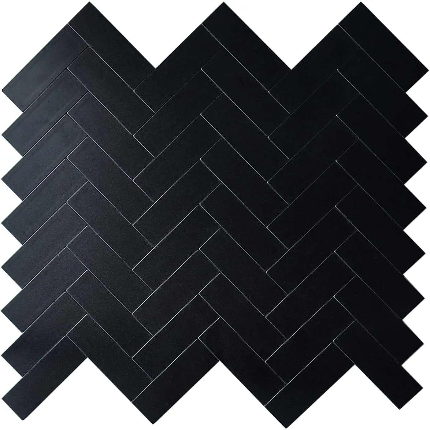 Black Peel and Stick Backsplash Herringbone Tile,  Composite Kitchen Backsplash Peel and Stick Stick  Wall Tiles for Bathroom (6 Sheets)