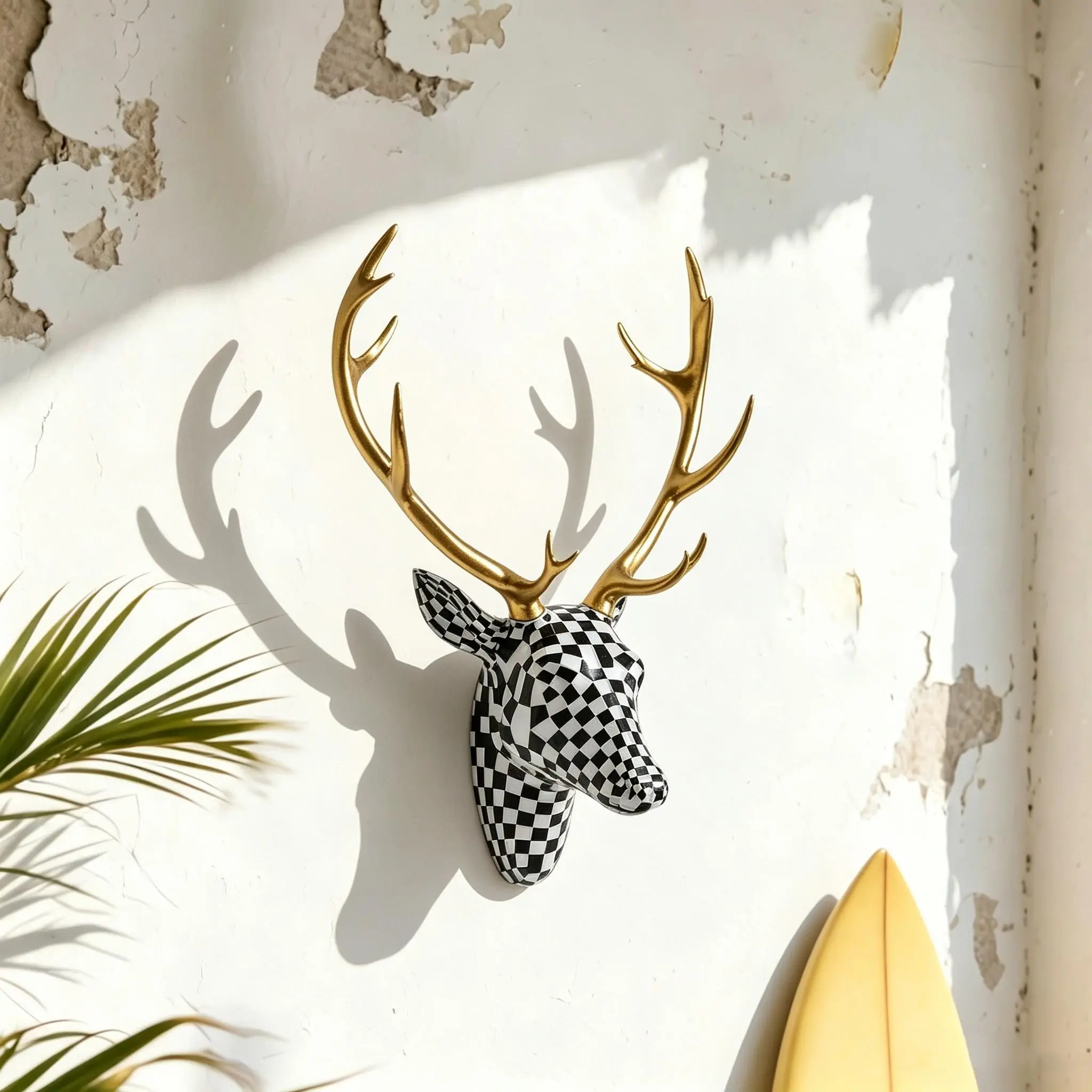 Modern Mosaic Deer Head Wall Sculpture, Elegant Home Decor Cool Wall Art for Living Room, Bedroom, Kitchen, Unique Design Gift