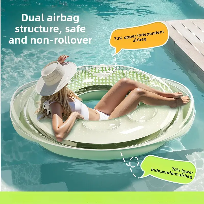 Retro Striped Swim Ring for Children and Adults, Thickened PVC Inflatable Float for Unisex Water Sports and Swimming, Swimming Circle, Adult - Mint Green 70, Inner Diameter 27Cm