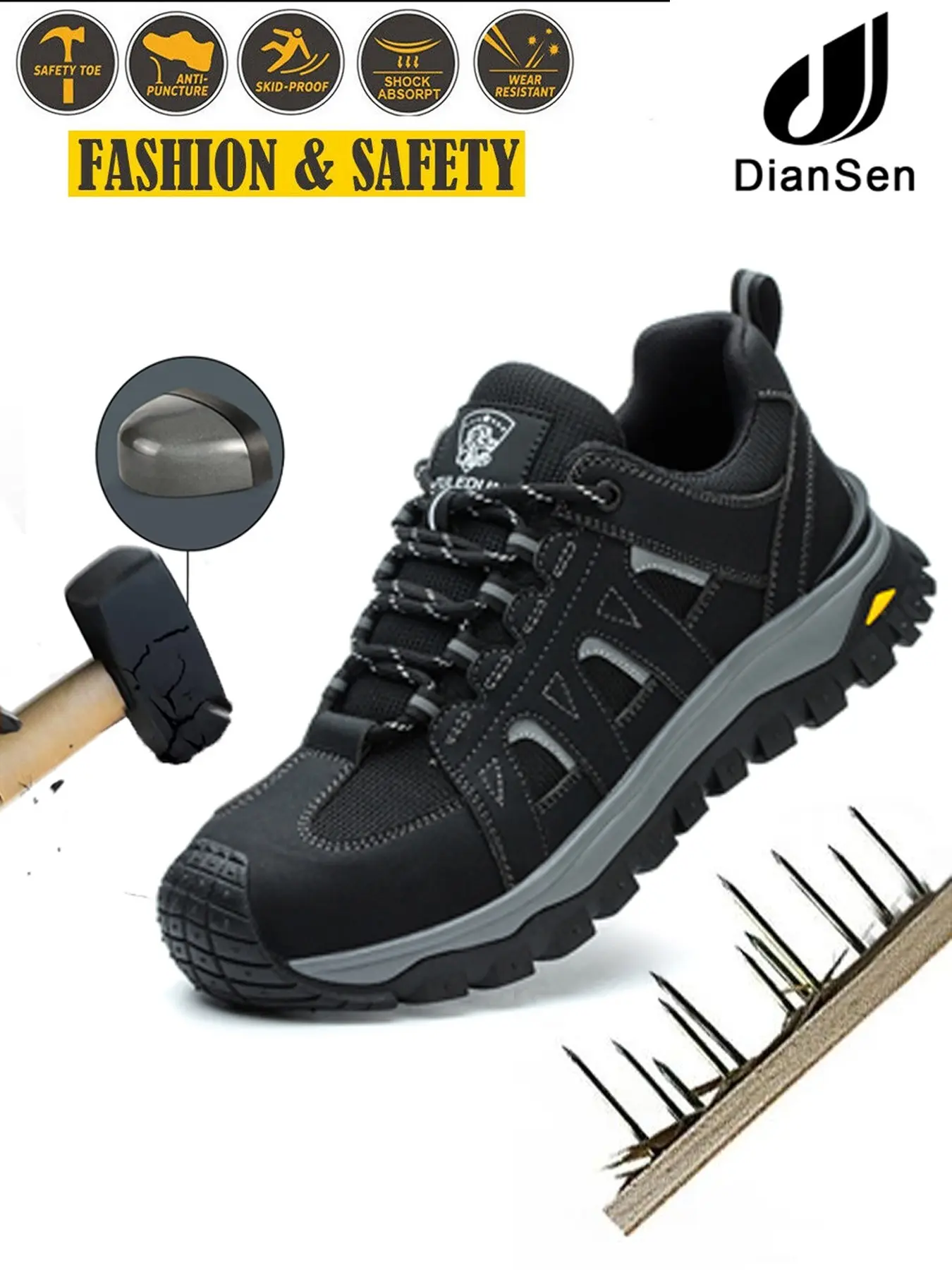 Steel Toe Shoes for Men Work Shoes Safety Sneakers Comfortable Lightweight Puncture Proof Slip on Indestructible Construction Work Shoes Safety Footwear