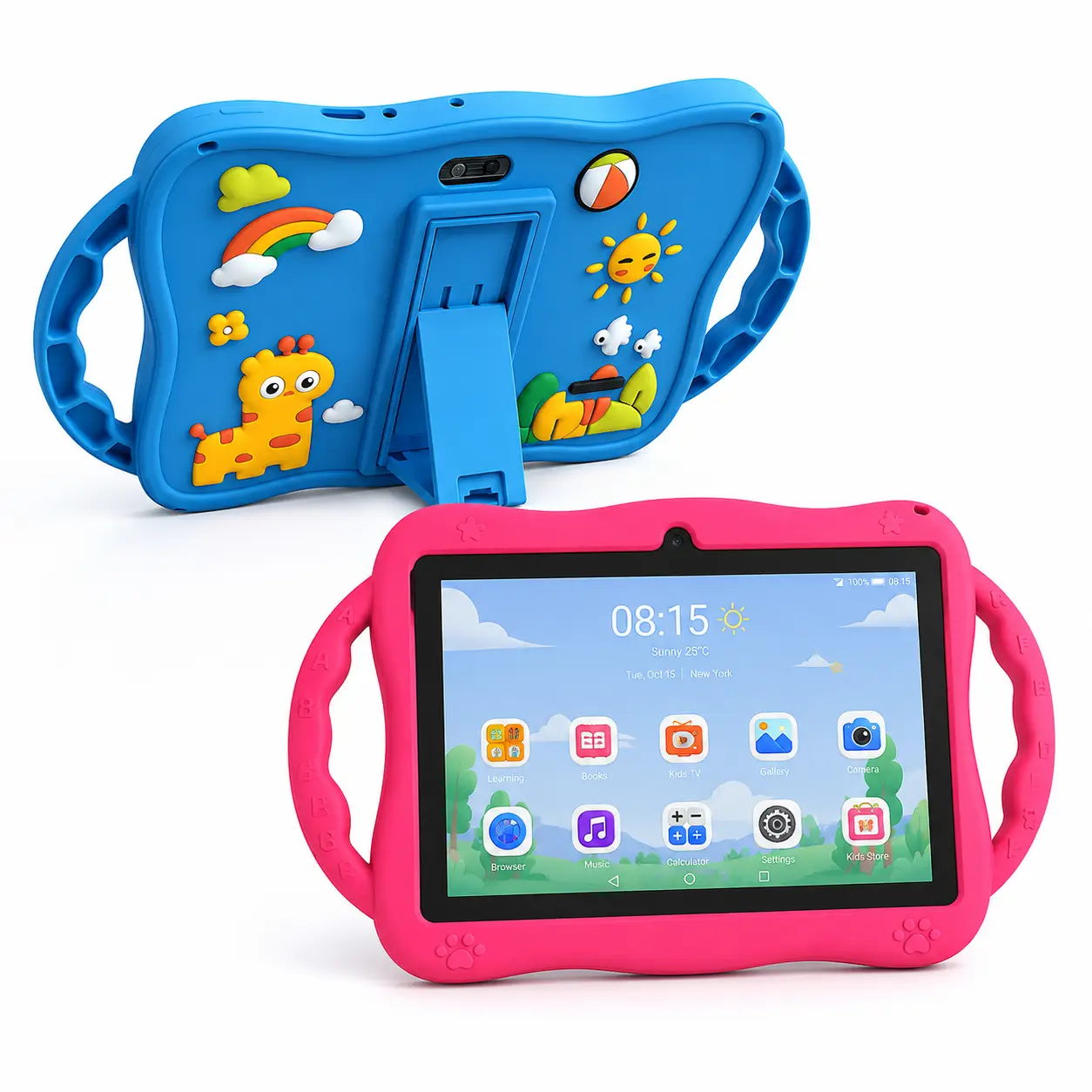 Kids Android Tablet 7 Inch Toddler Tablet With Shockproof Silicone Cover Preinstalled Educational Software Parent Control WIFI Bluetooth Ramadan Children's Gift case