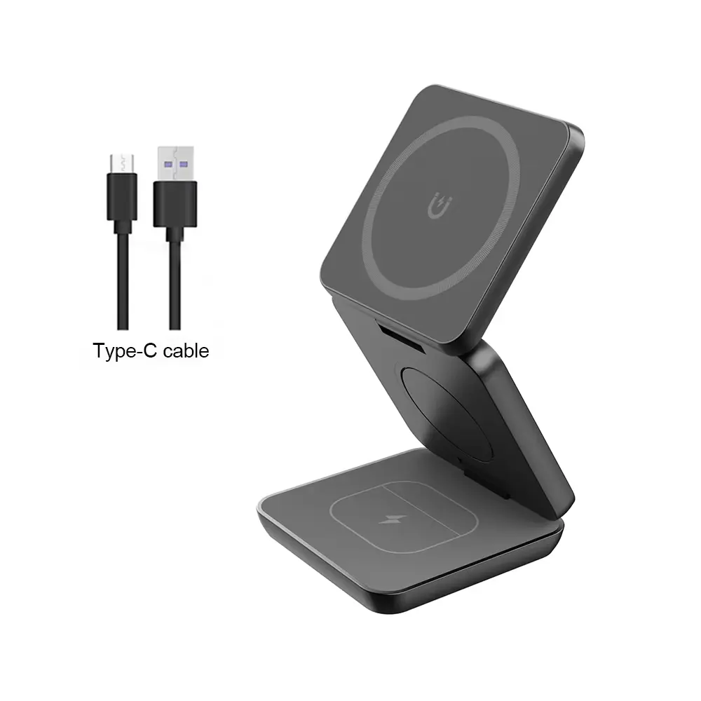 Portable 3 in 1 Magnetic Wireless Charger Fast Charging Dock Station Foldable Stand Trip Charger iPhone iPad Kit phone