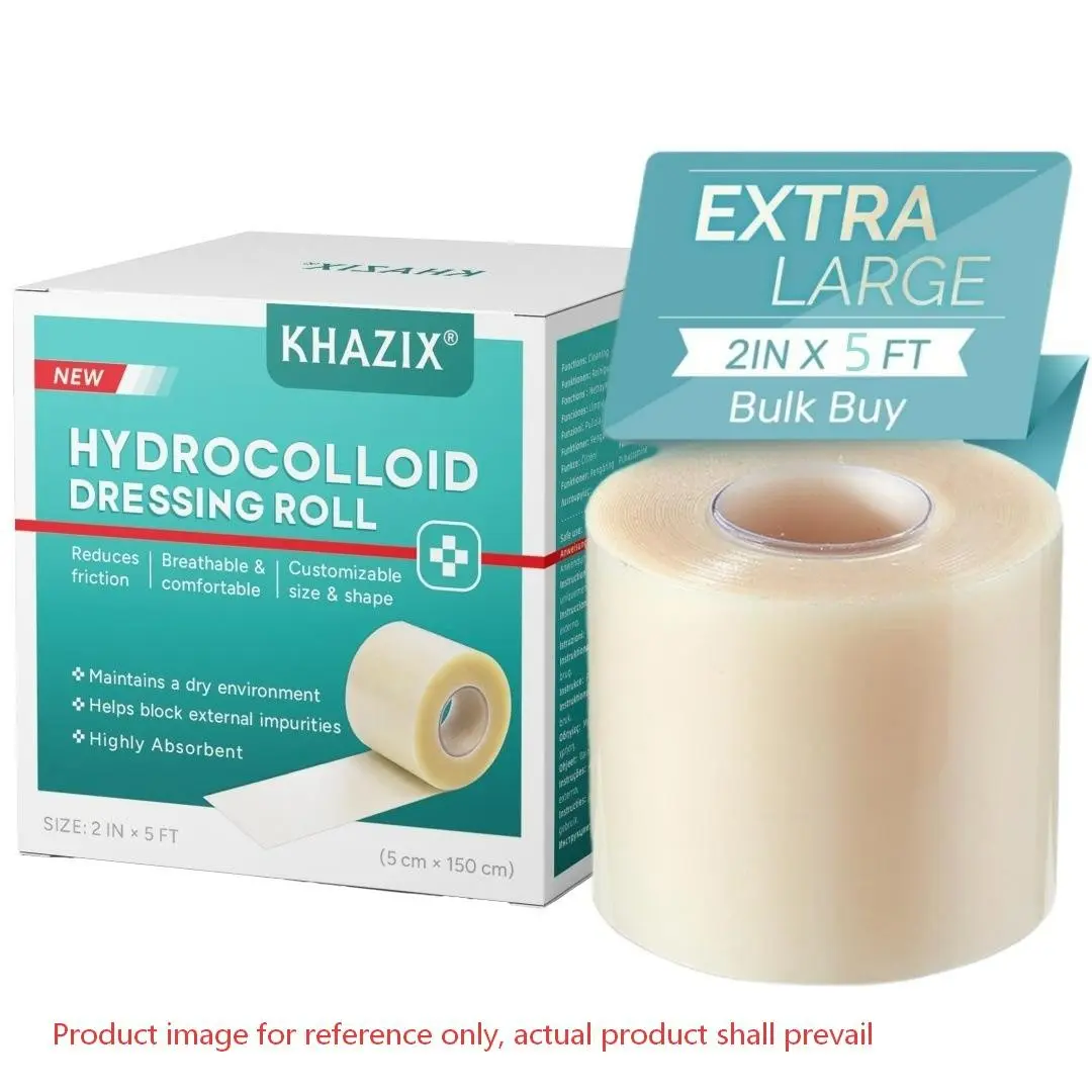 Hydrocolloid Roll for Wound Care (5cmx150cm / 2in x 5ft), Customizable Skin Patches, Waterproof & Sweatproof for Blemishes, Highly Absorbent for Burn, Blister, Acne Care, First Aid Kit Essential