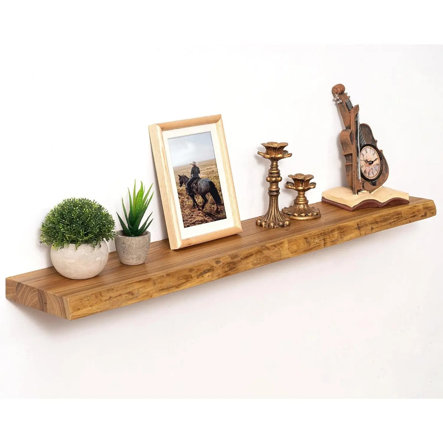 40 inch Floating Shelves for Wall Elm Wood Live Edge Shelves Wall Mounted|Rustic Long Floating Shelves with Invisible Bracket for Bathroom Living Room Kitchen|Natural, 1 Pack