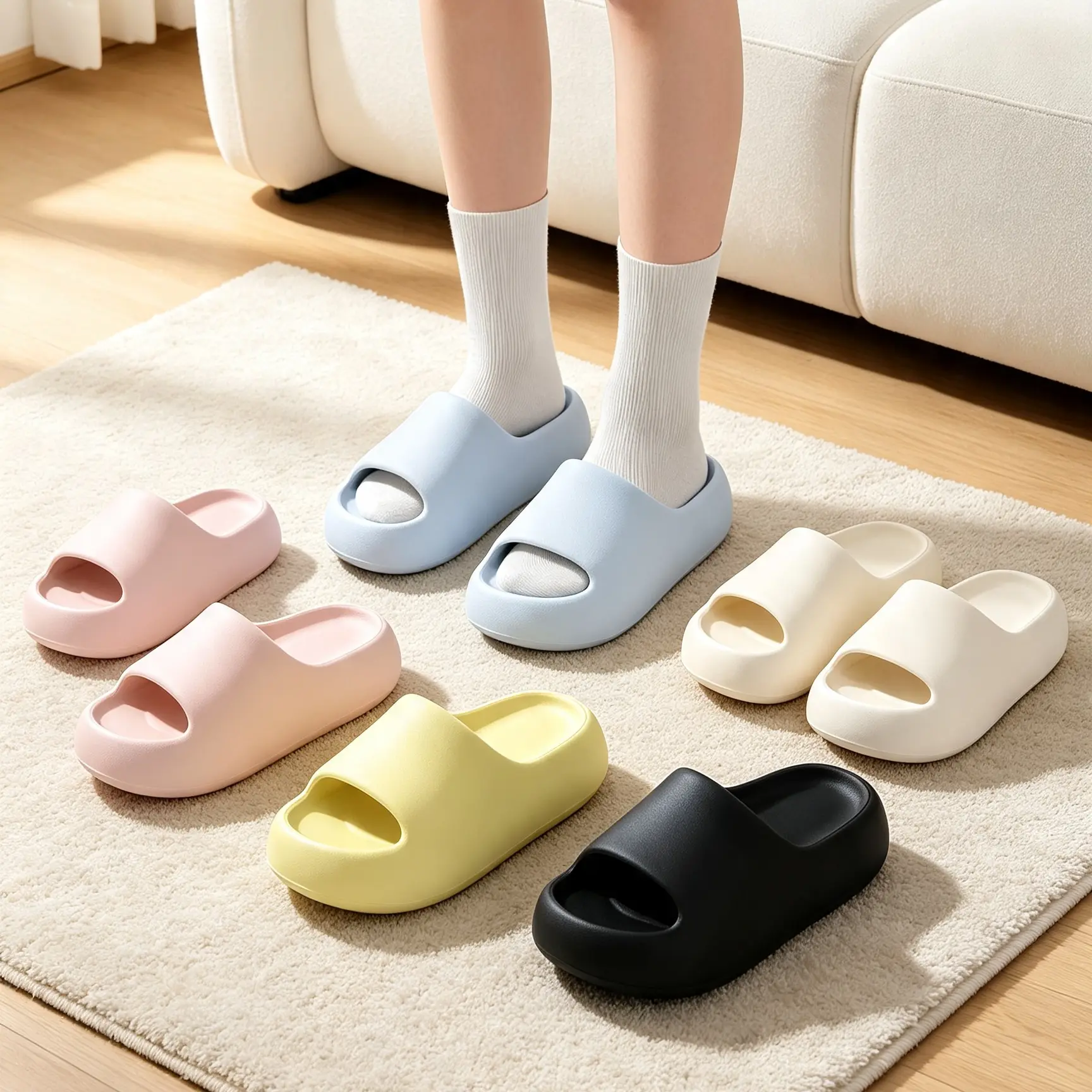 Women's Platform Cloud Slides, Soft Foam Pillow Sandals with Shock Absorption, Anti-Slip Waterproof Shoe for Indoor & comfortable Outdoor, cozy home versatile Footwear, open-toe trendy casual christmas Slipper Shoes, Squishy Shoes