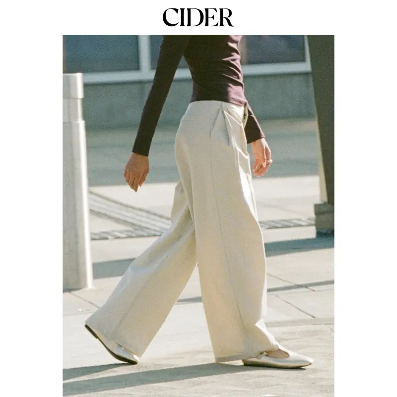 Cider Cotton-blend Mid Rise Zipper Straight Leg Trousers