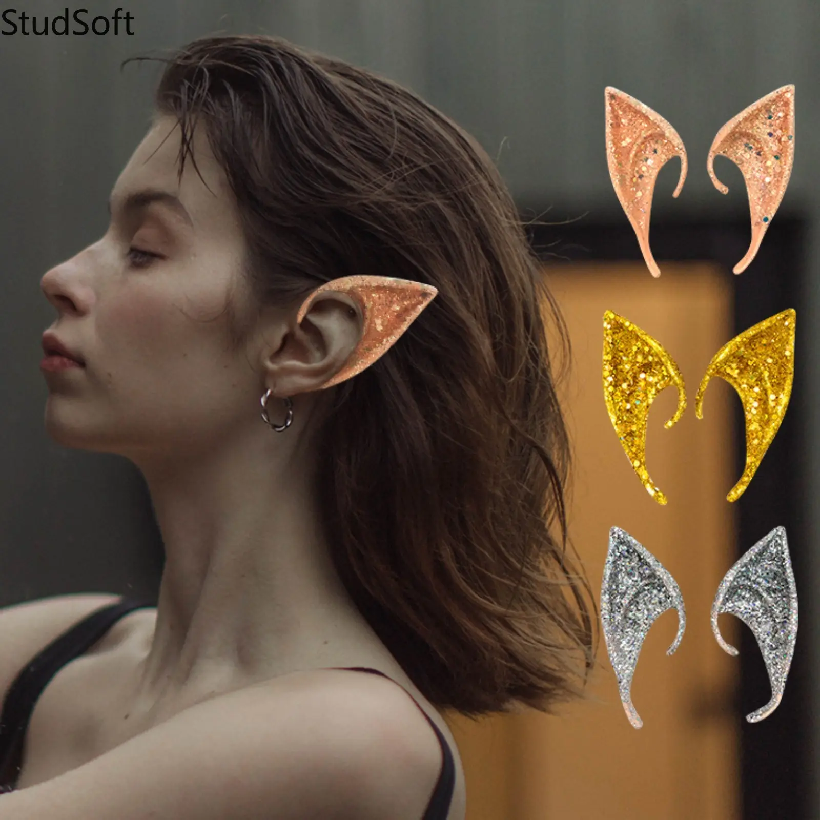 Glitter Elf Ears, Soft Silicone Fairy Costume Accessories for Kids and Adults, Shiny Pixie Props for Halloween Cosplay Parties,back to school,back to school haul