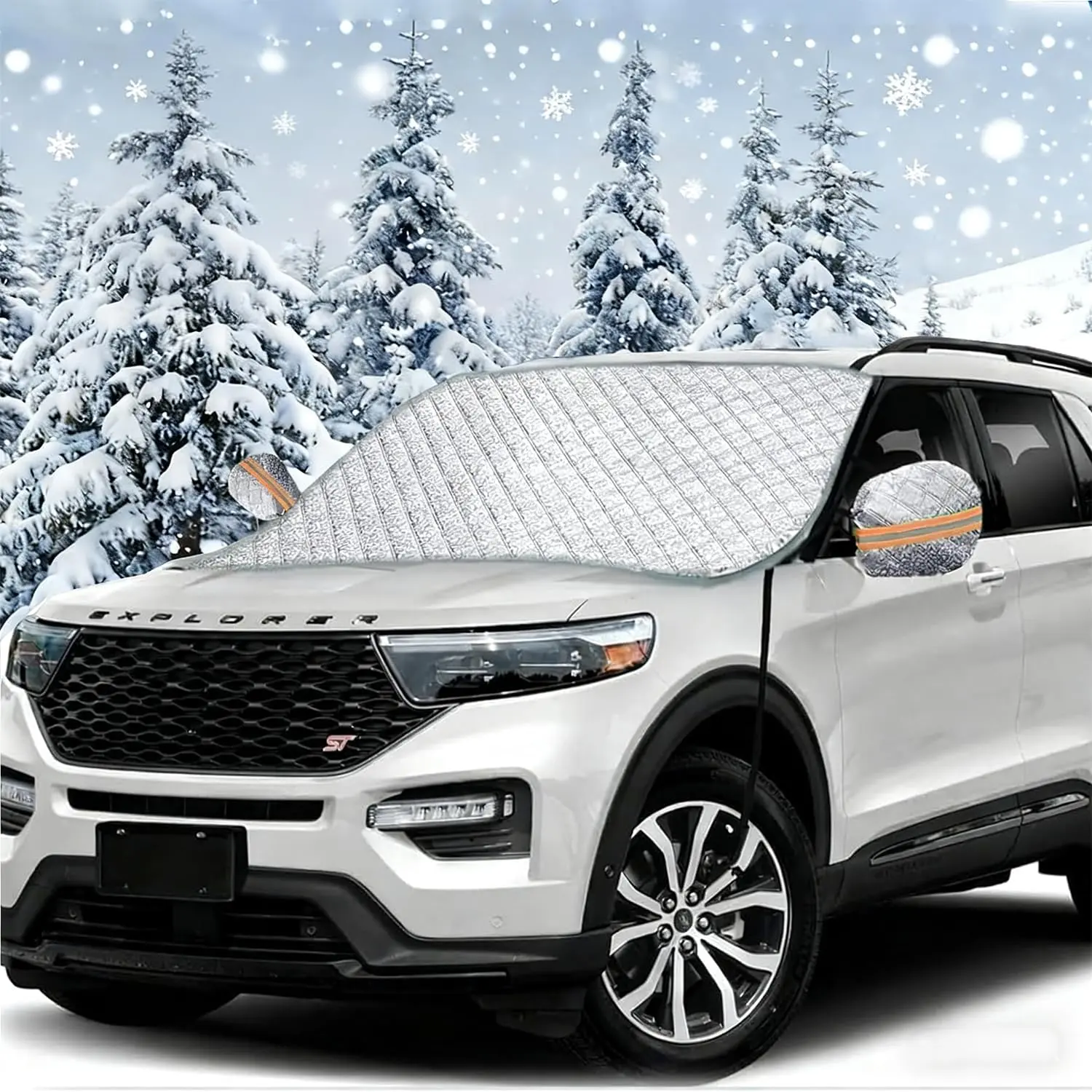 Windshield Cover for Ice and Snow -  Windshield Cover Fit for , SUV, , 600D Oxford Fabric Winter Frost Protector for Ice & Sleet, Includes 2 Side Mirror Covers, XL White