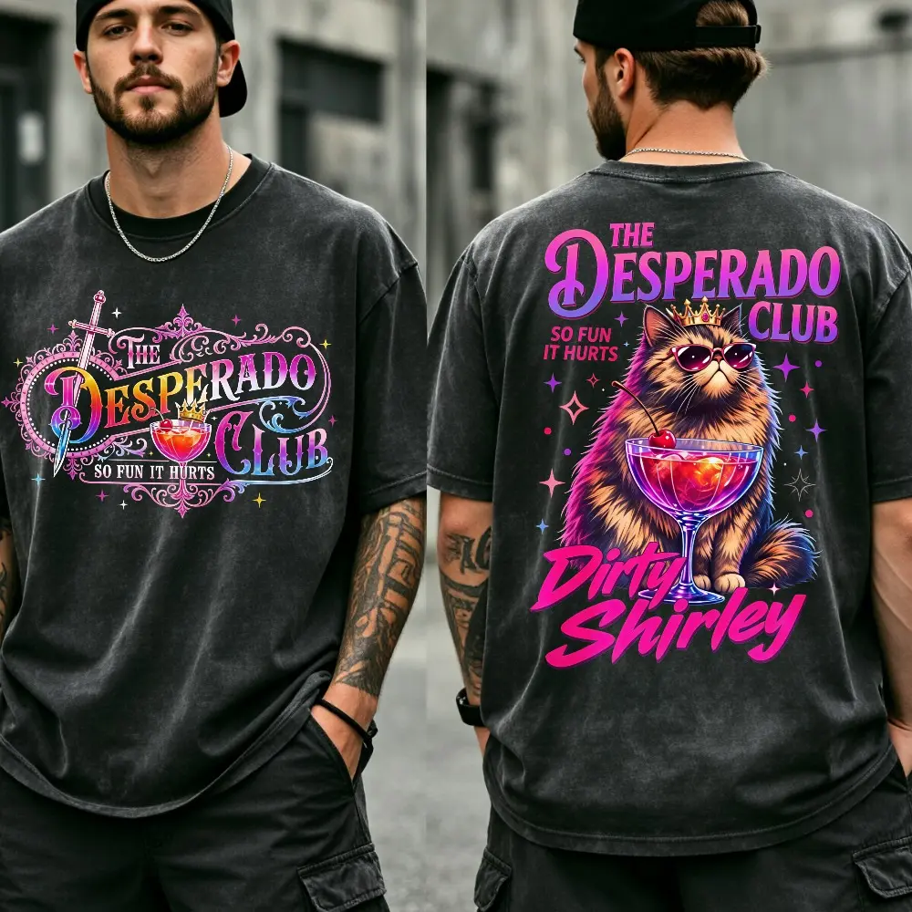 Double-sided Printing Desperado Club Dirty Shirley Shirt, Dungeon Crawler Carl Tee, Princess Donut Graphic Vintage Wash T-shirt , Book Lover Shirt, LitRPG Fan Gift