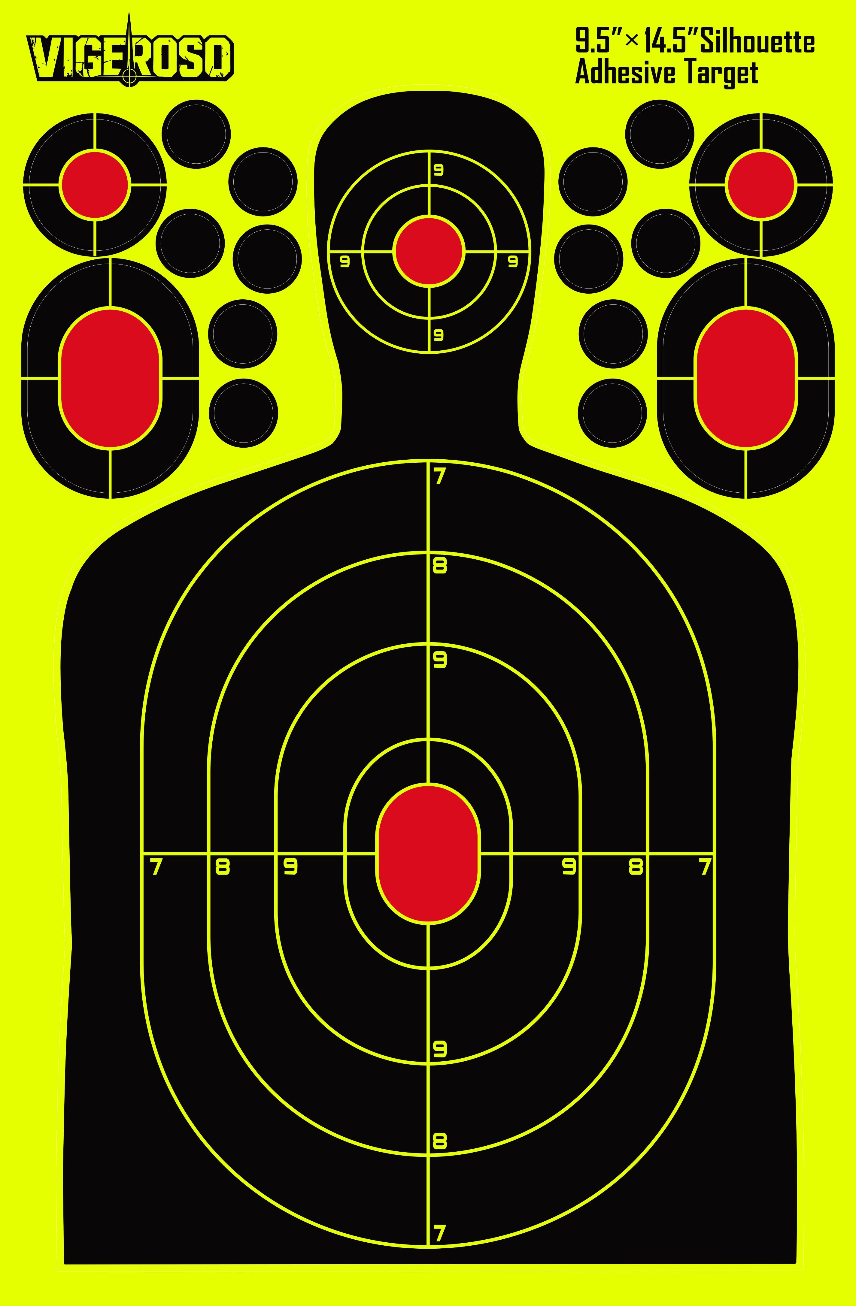 VIGEROSO 20/30pcs Large-Scale Human Silhouette Targets - High-Visibility Reactive Splatter Glow Florescent Paper Design for Accurate Range Training and Shooting Accessories - Universal Fit for All Users