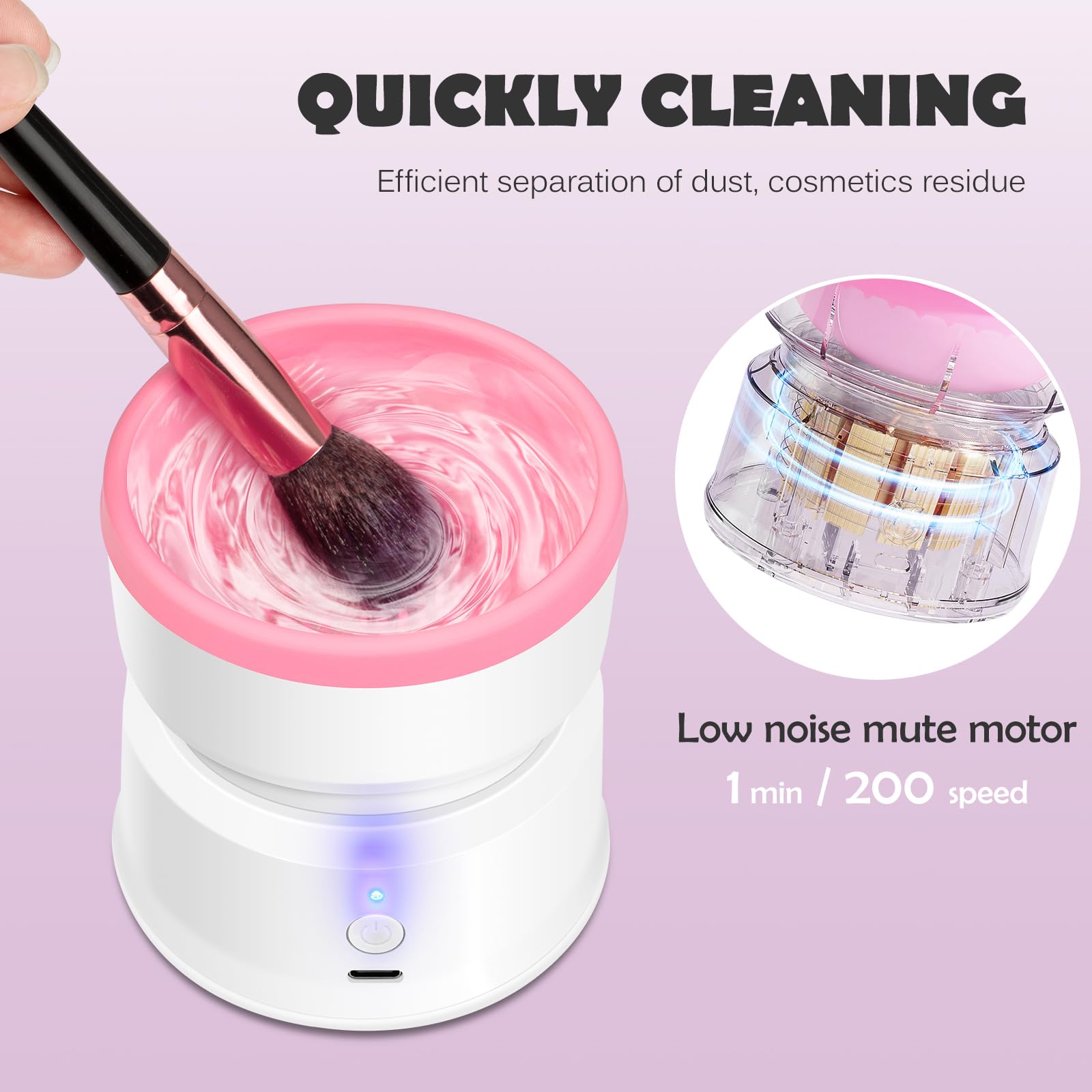 Electric Makeup Brush Cleaner, Rechargeable Makeup Brush Cleaner Machine, Cosmetic Brush Cleaner, Automatic Makeup Brush Cleaner
