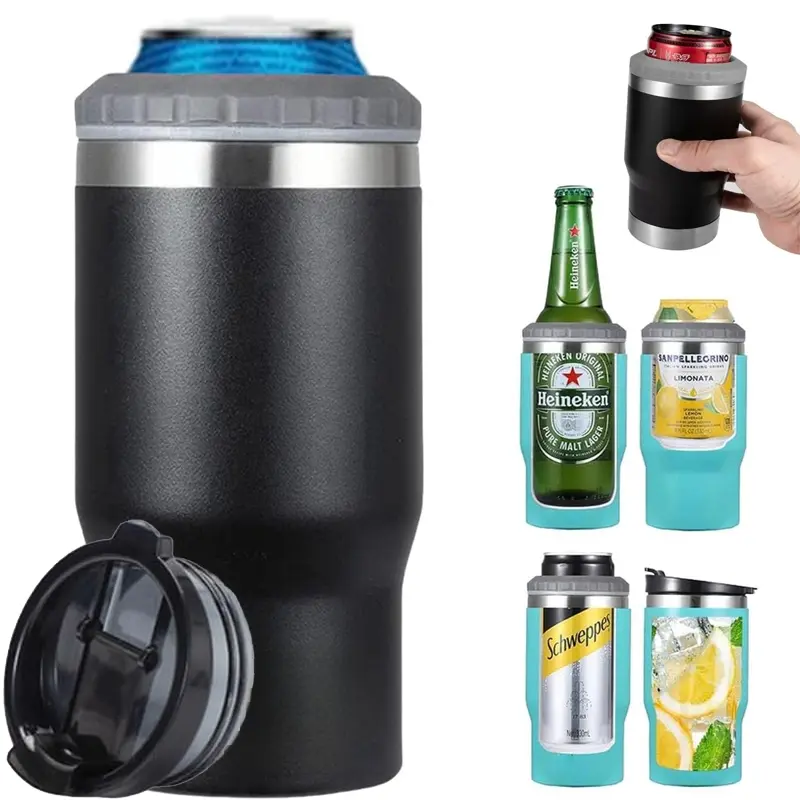 Stainless Steel Vacuum Insulated Can Cooler, 1 Count Double Wall Cold Jar Cooler, Can & Bottle Cooler for Lean Beer & Hard Soda Bottle, Picnic Travel