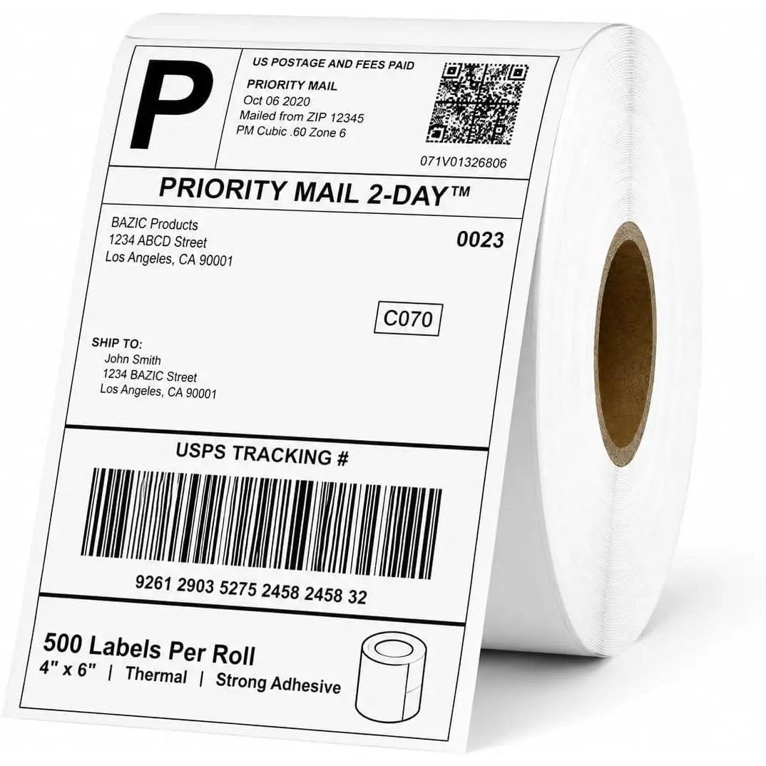 500 count 4"x6" Direct Thermal Shipping Labels, 1 Roll