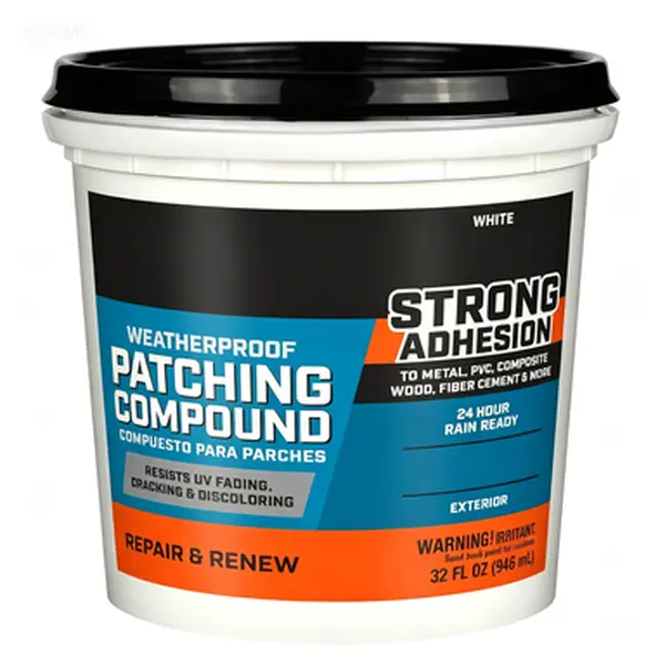 32 oz White Acrylic Latex Concrete Patching Compound - Weatherproof, Crack-Resistant, Fast-Setting for Driveways, Brick, Vinyl Siding, Fiber Cement Siding, Masonry, Interior/Exterior Repair with Smooth Finish, UV Protection