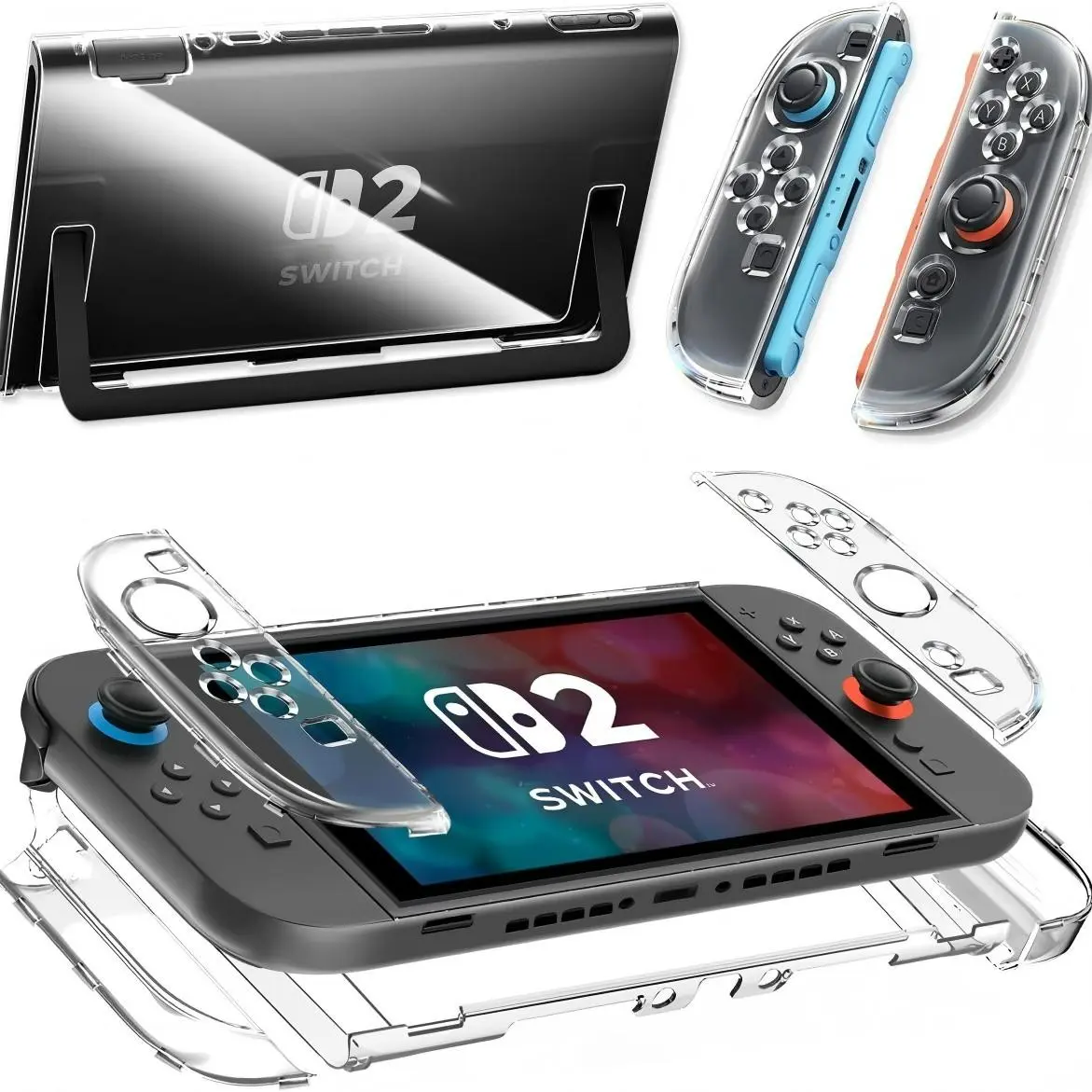 Ultra-Thin Transparent Split Hard PC Case for Switch 2, Detachable Joy-Con Protection, Anti-Scratch and Drop-Proof, Game Accessories