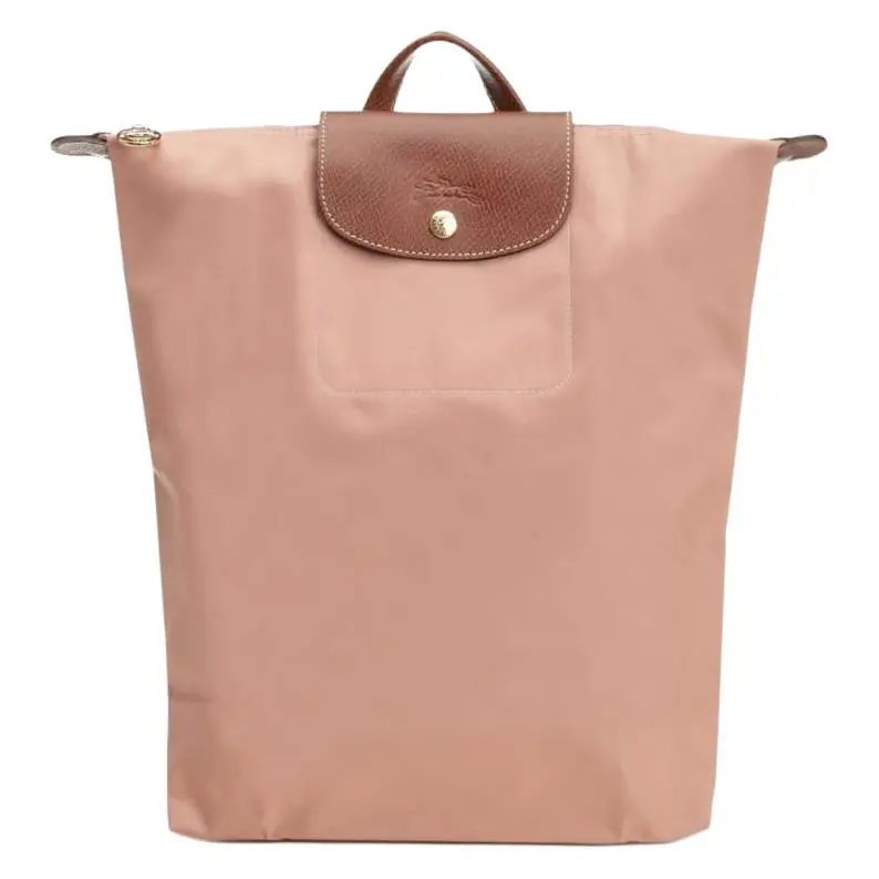 Longchamp Le Pliage Original Textured Logo Adjustable Wide-Strap Nylon Backpack for Women in Tea Pink