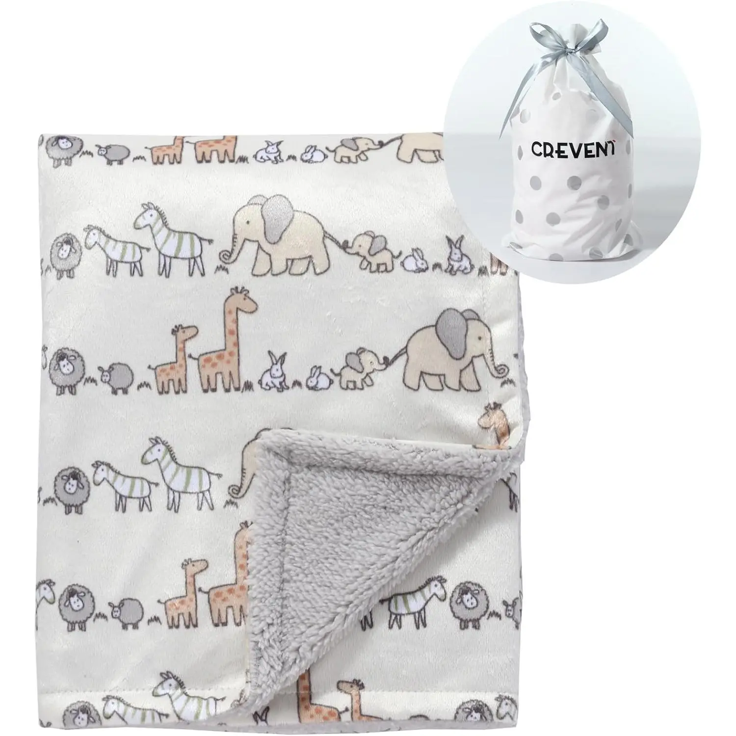 Blue + White Cute Cozy Plush Animal Baby Girl Bedding Blanket - 30x40 inches All Season Newborn Receiving Cover, Gift Pack for Car/Cot, Good Night Essential (Blankets & Throws)