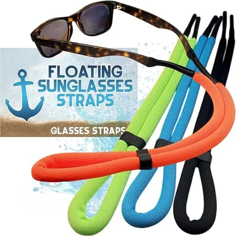 Water Float Sunglasses Strap Set, 4 Pcs Adjustable Floating Glasses Holder, Unisex, Ideal for Kayaking, Fishing, Beach, Pool
