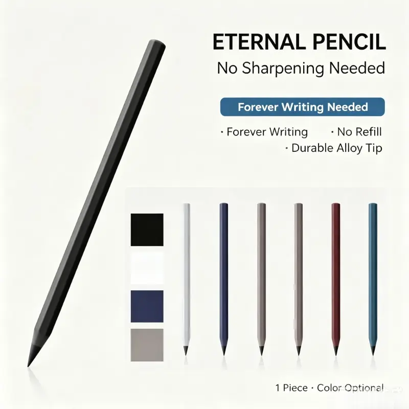 Eternal Infinity Pencil, No Sharpen No Refill, Wear Resistant Alloy Tip, Reusable Infinite Pencil for Students, Cool Pencils, School Stationery