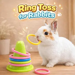 Interactive Rabbit Chew Toy Ice Cream Tub with Colorful Rings – Durable Plastic Bunny & Guinea Pig Enrichment Toy, Battery-Free Boredom Relief Activity Toy for Small Pets, Mental Stimulation Cage Play, Stress Relief & Daily Entertainment