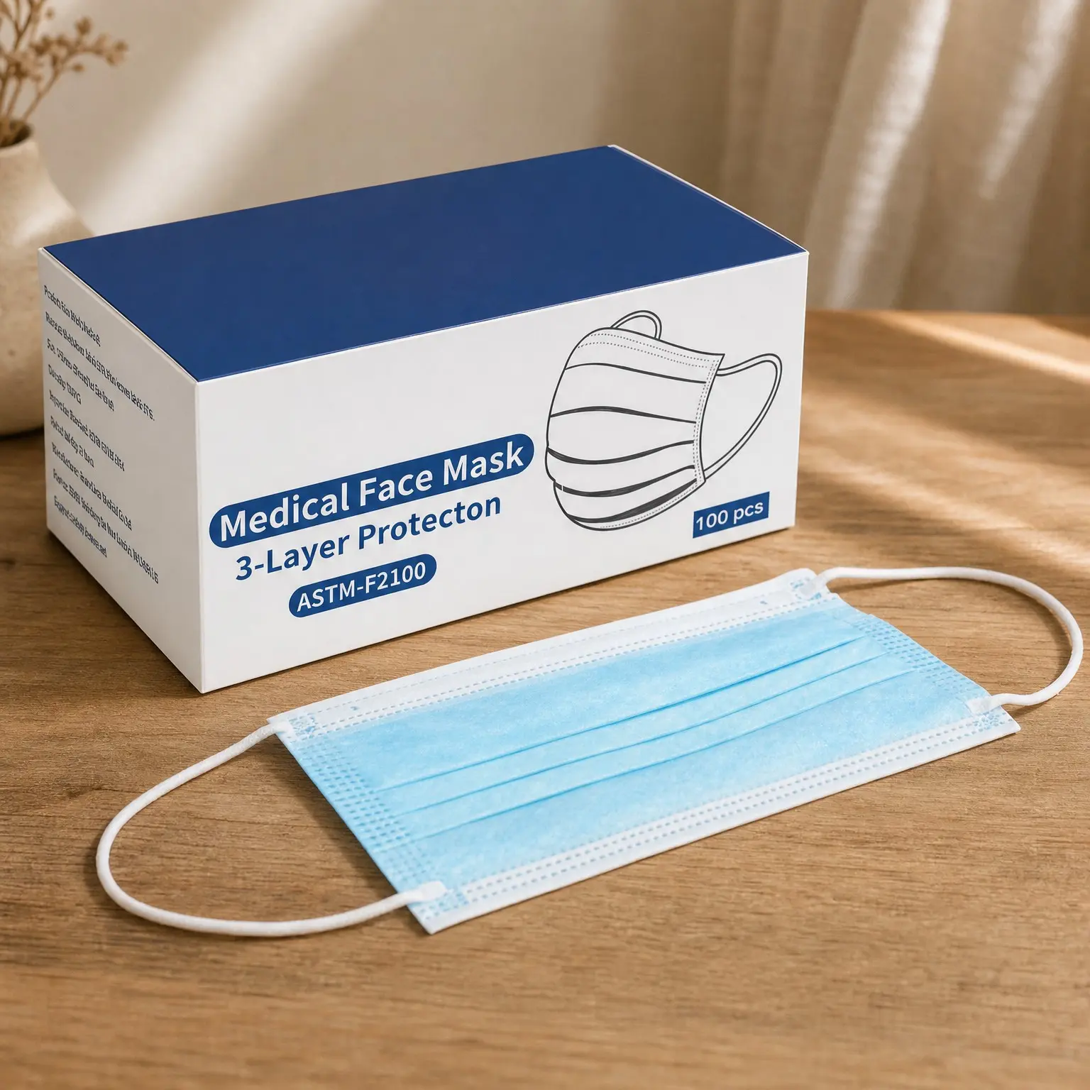 100 Pack ASTM Level 2 Disposable Medical Face Masks, 3-Layer Safety Masks for Adults, Daily UseGift