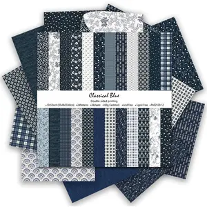 12x12 Scrapbook Paper, 24 Sheets Double-Sided Boho Patterned Paper, Colorful Dot Decorative Craft CardStock Papers for Scrapbooking Card Making DIY Album Junk Journal Decor (Classical Blue)