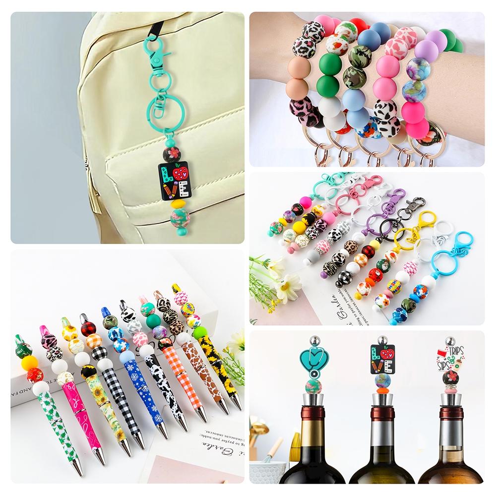 15mm Silicone Bead, 30pcs/set Round Printed Bead, DIY Jewelry Making Supplies for Bracelet Necklace Earrings Pendant, Beads Wholesale, Artificial Crafts, Diy Mix Beads