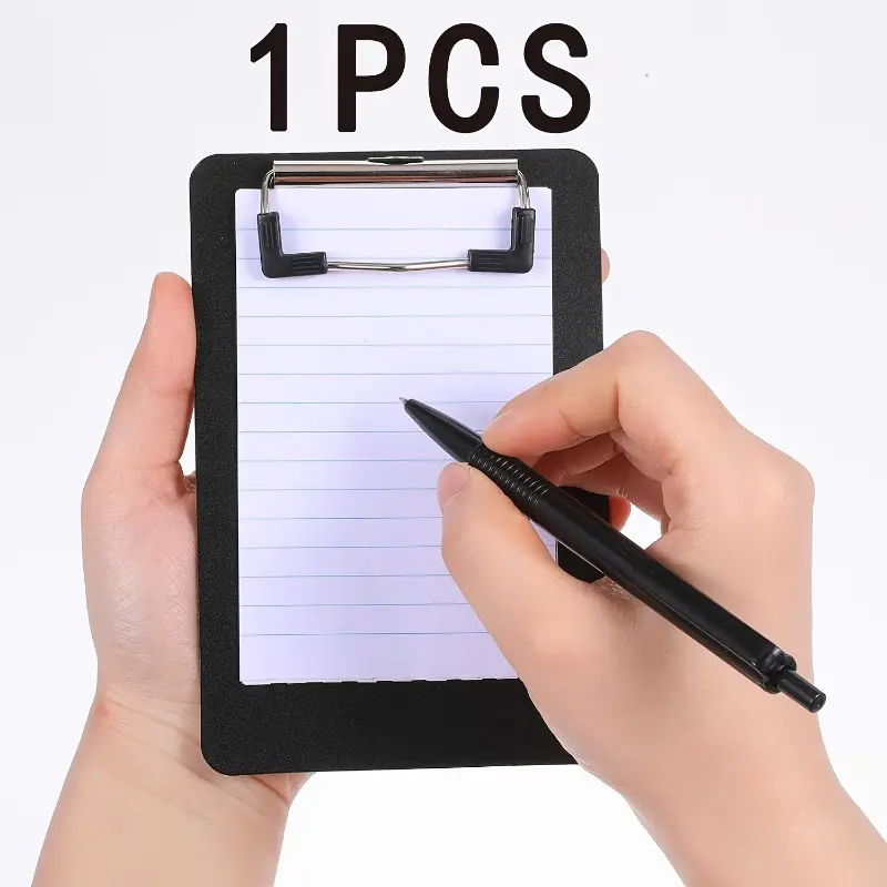 1/2Pcs Black Mini Clipboard Portable Pocket Receipt Bill Holder Restaurant Menu Order Pad Small Memo Writing Board With Retractable Hanging Loop For Office Home Travel Supermarket Cashier Note Storage Accessory