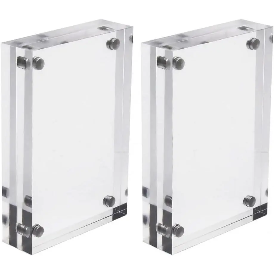 2 Pack Clear Desktop Double Sided  Picture  Aclic Photo Frame (Clear, 2x3")