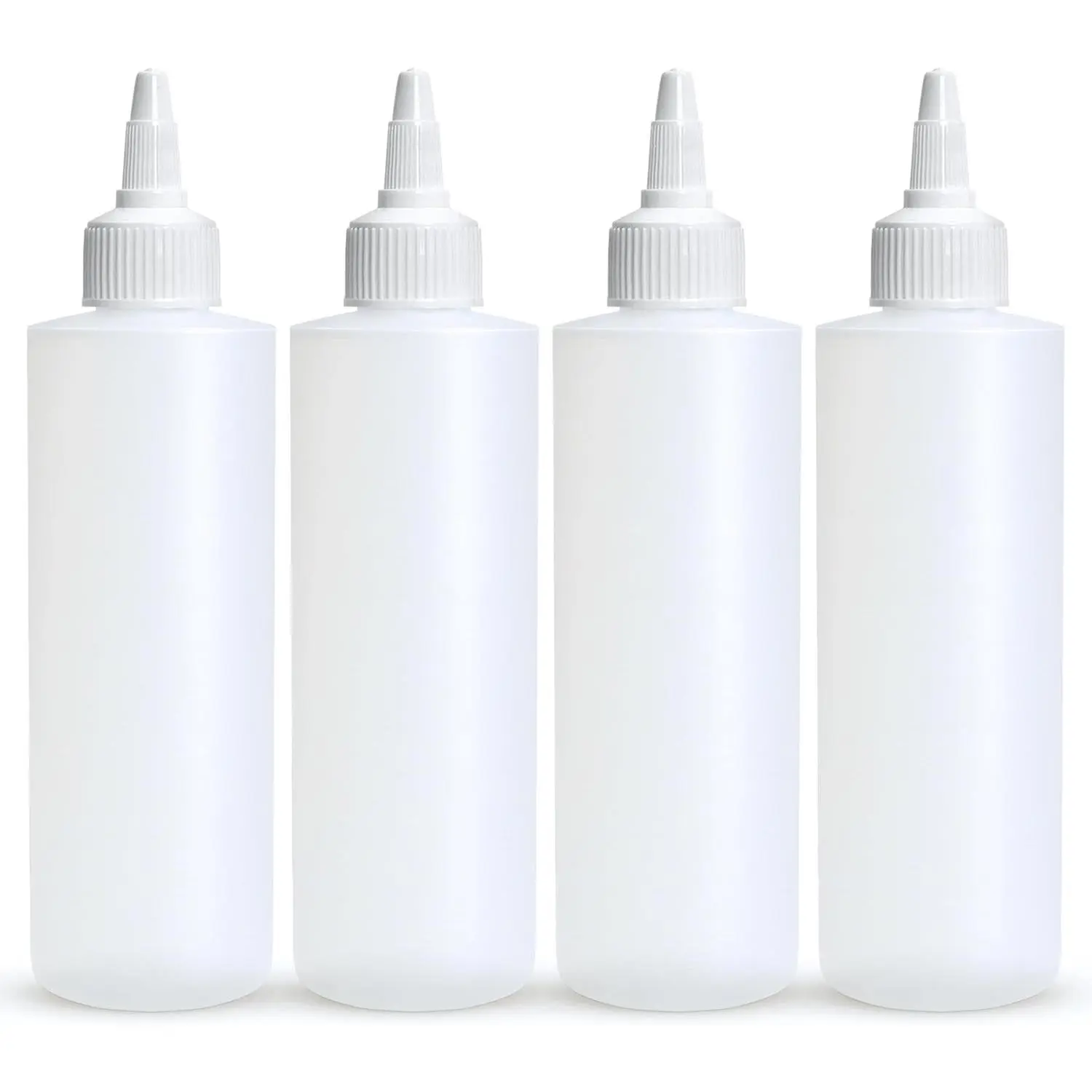 Condiment Squeeze Bottles, 4 OZ Empty  Bottle with Twist Top Cap, Leak Proof -  for Ketchup, Mustard, Syrup, Sauces, Dressing, Oil, Arts and Crafts,  Plastic - 4 PACK