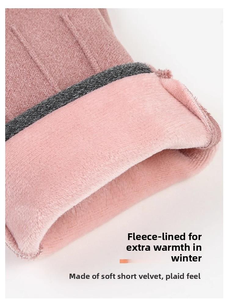 Men's and women's German velvet gloves autumn and winter outdoor riding cold-proof cotton cashmere fleece driving bicycle warm gloves