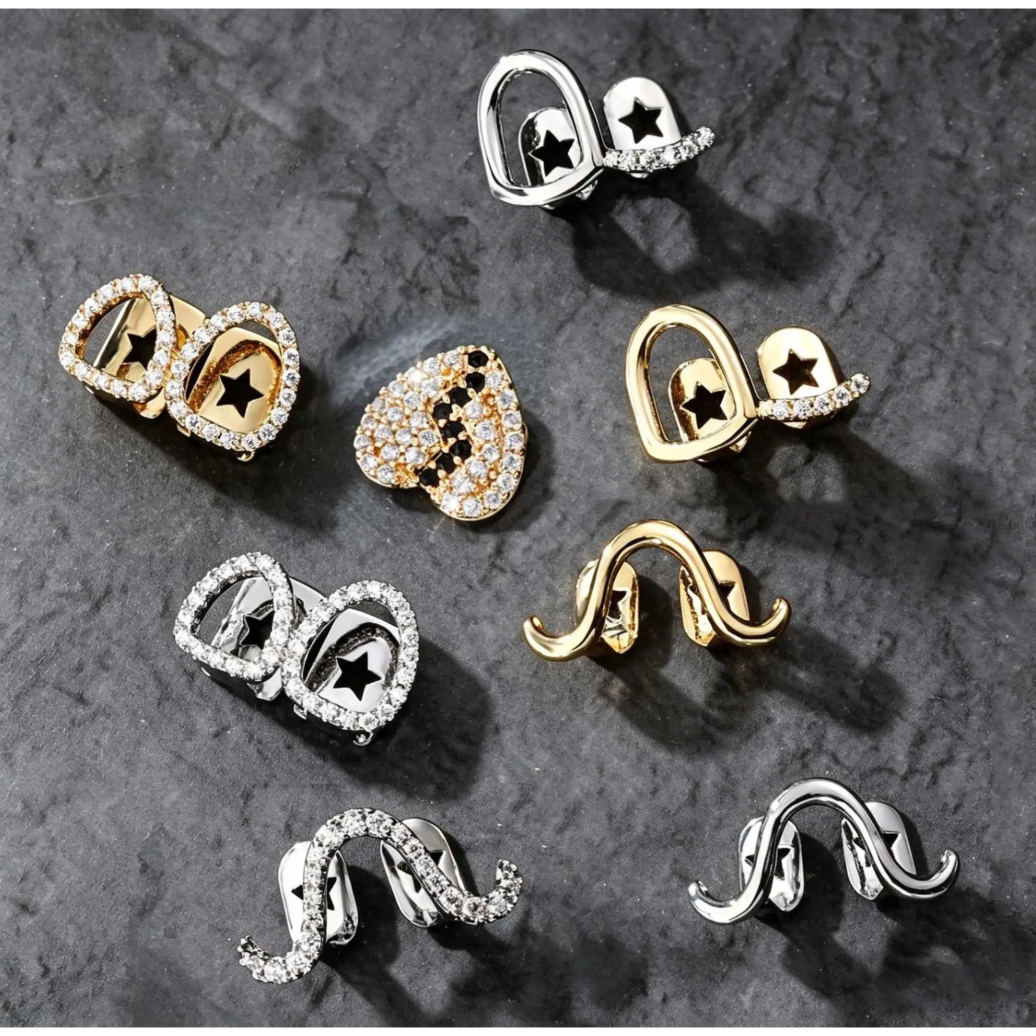 Multi Styles Full CZ Stone Rhinestone Braces Zircon Teeth Cap Punk Fashion Teeth Grills Personalized For Men Rapper Jewelry Gift
