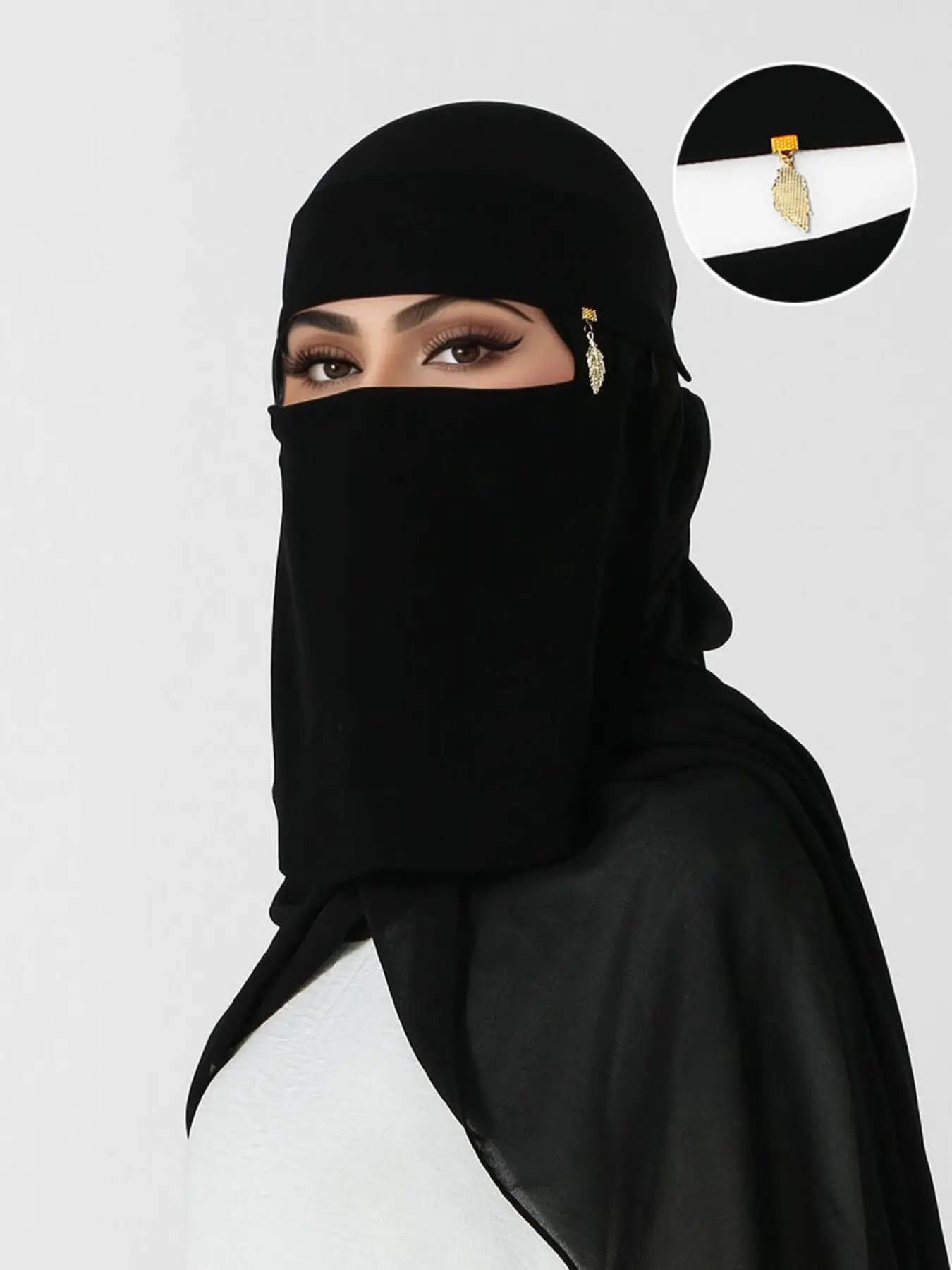 1pc Feather Pendant Veil, Single Layer Niqab, Modesty Elegant Evening Wear, Matches Abaya, Perfect Gift for Muslimah, All Seasons