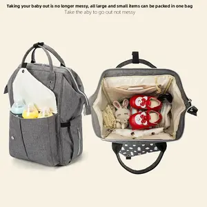 Diaper Bag Backpack for Mom and Dad, Large Capacity Baby Travel Bag with Changing Pad, USB Port, Bottle Pockets & Stroller Straps, Grey Baby Registry Gift