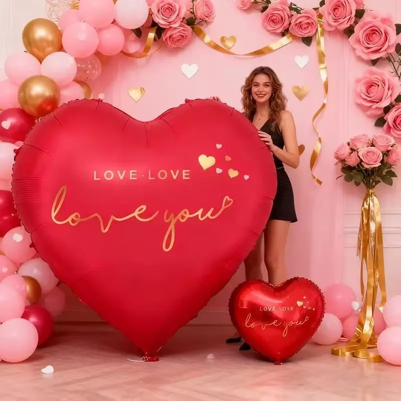 63-Inch Aluminum Foil Heart Balloon, Perfect for Valentine's Day, Wedding, Anniversary, Birthday Decorations, Party Balloons, Large Love Balloon