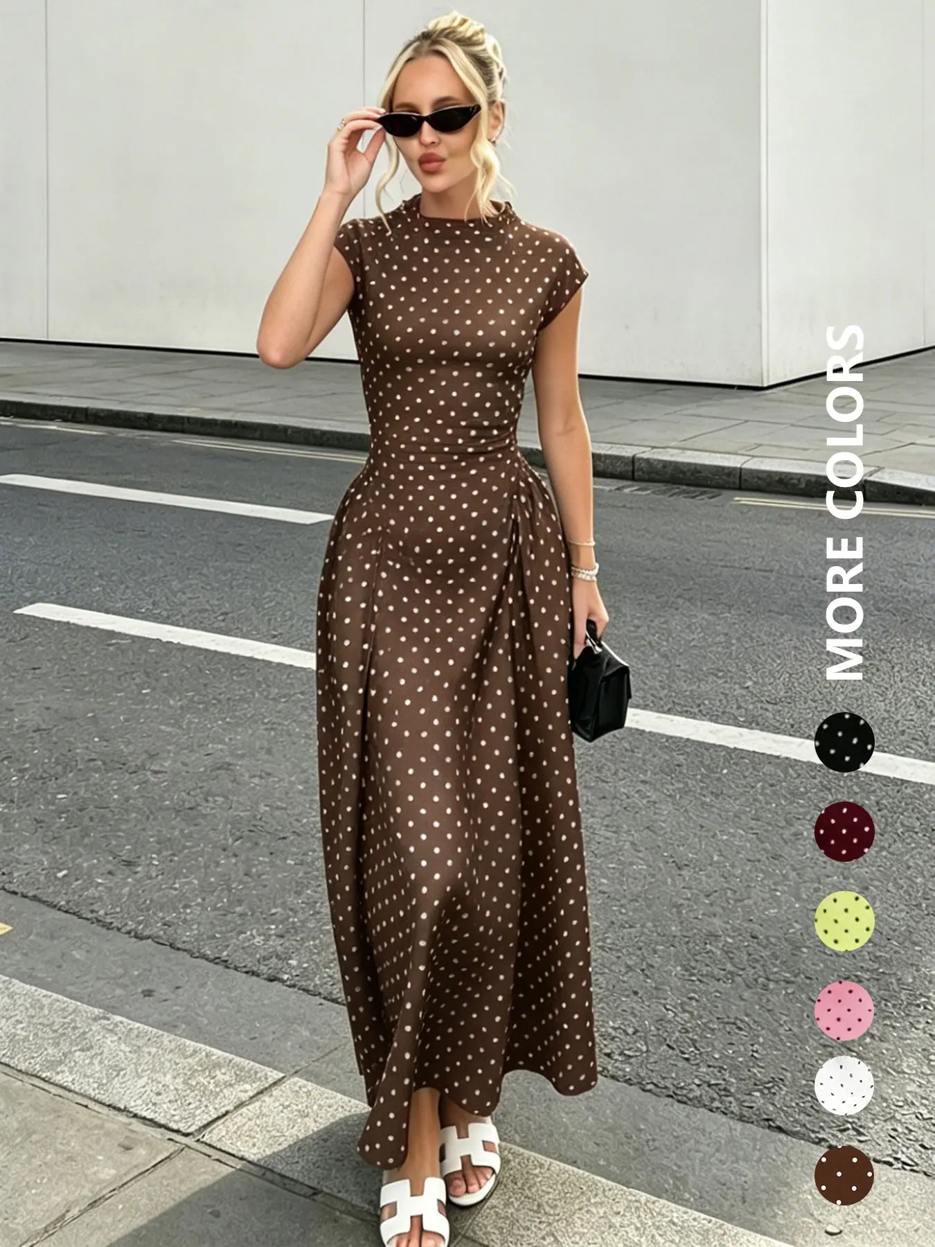 Women's Dress, Summer Short-Sleeved High-Neck Zipper Printed Casual Dress, Elegant Slim-Fit Loose Party Dress, Suitable For Everyday Wear And Evening Events Formal