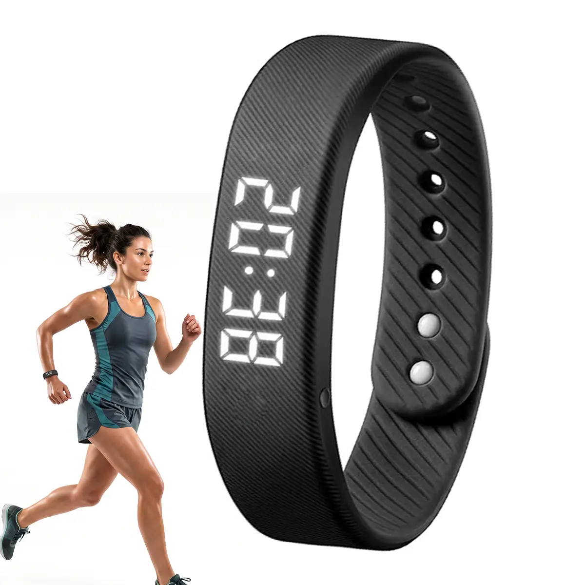 Unisex Wearable Vibrating Alarm Wristband Clock - Silent Shock Vibration Device for Heavy Sleepers, 3D Step Counter Pedometer, IP65 Waterproof, USB-C Fast Charge, Skin-Friendly Silicone Strap, Fitness Sports Gift