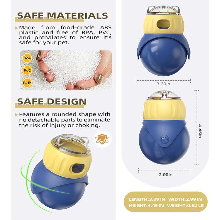 Owl Cat Puzzle Feeder - Self-Righting Treat Dispenser Ball for Smart Play, Slow Eating Control & Anxiety Relief, Safe Rounded Design for Cats & Small Dogs