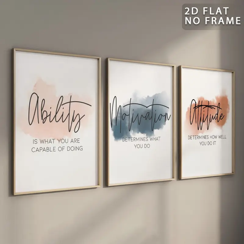 Modern Watercolor Inspirational Quotes Unframed Poster, 3 Counts/set Colorful Artwork Wall Painting, Home Wall Art, Home Decor Prints for Office, Bedroom, Living Room, Decor, Decoration Items